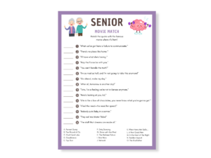 Senior Printable Game - Movie Match - Featured image
