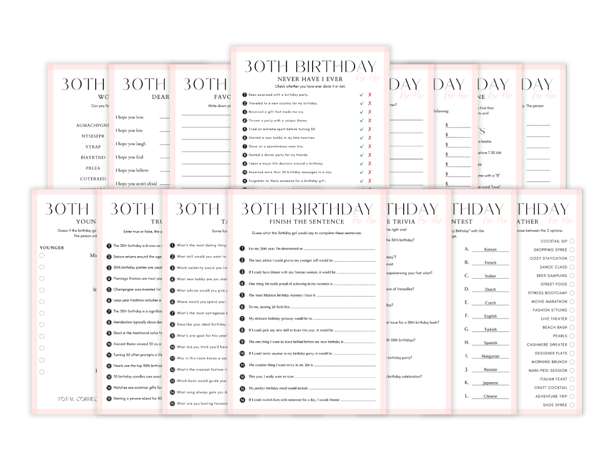 birthday-printable-games-digital-download-print-play-palace for 30th Birthday Games Printable Free Birthday - Printable Games - Digital Download - Print Play Palace for 30th Birthday Games Printable Free