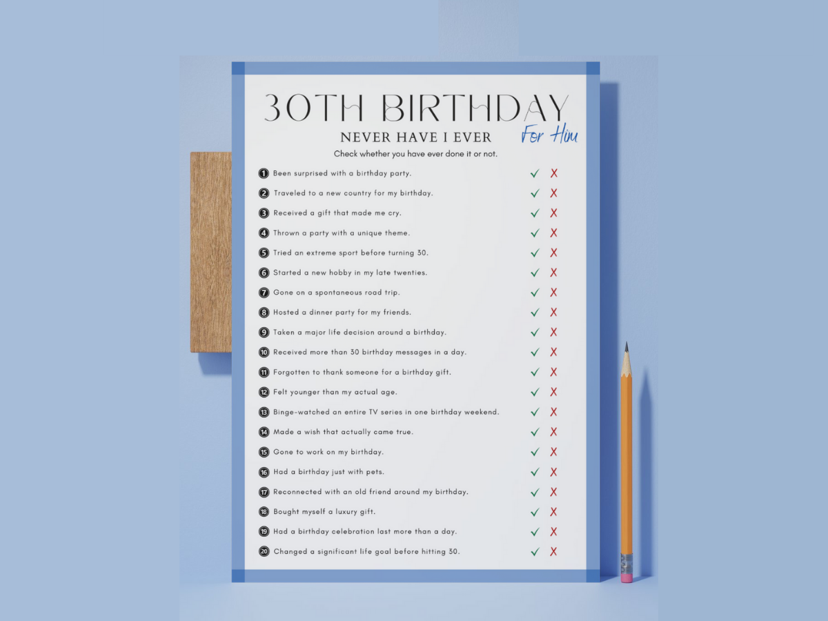 30th Birthday for Him Printable Game - Never Have I Ever - image 3