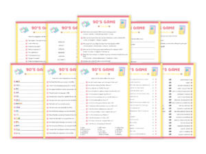 90s - 10 Printable Games Bundle - Featured image