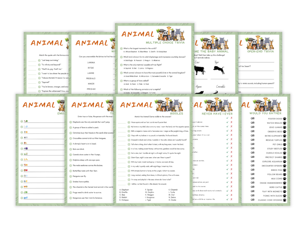 Animal - 10 Printable Games Bundle - Featured image