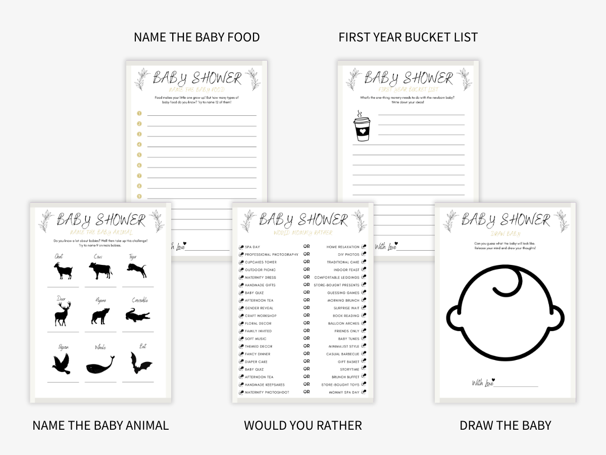 Baby Shower - 15 Printable Games Bundle - Games 3