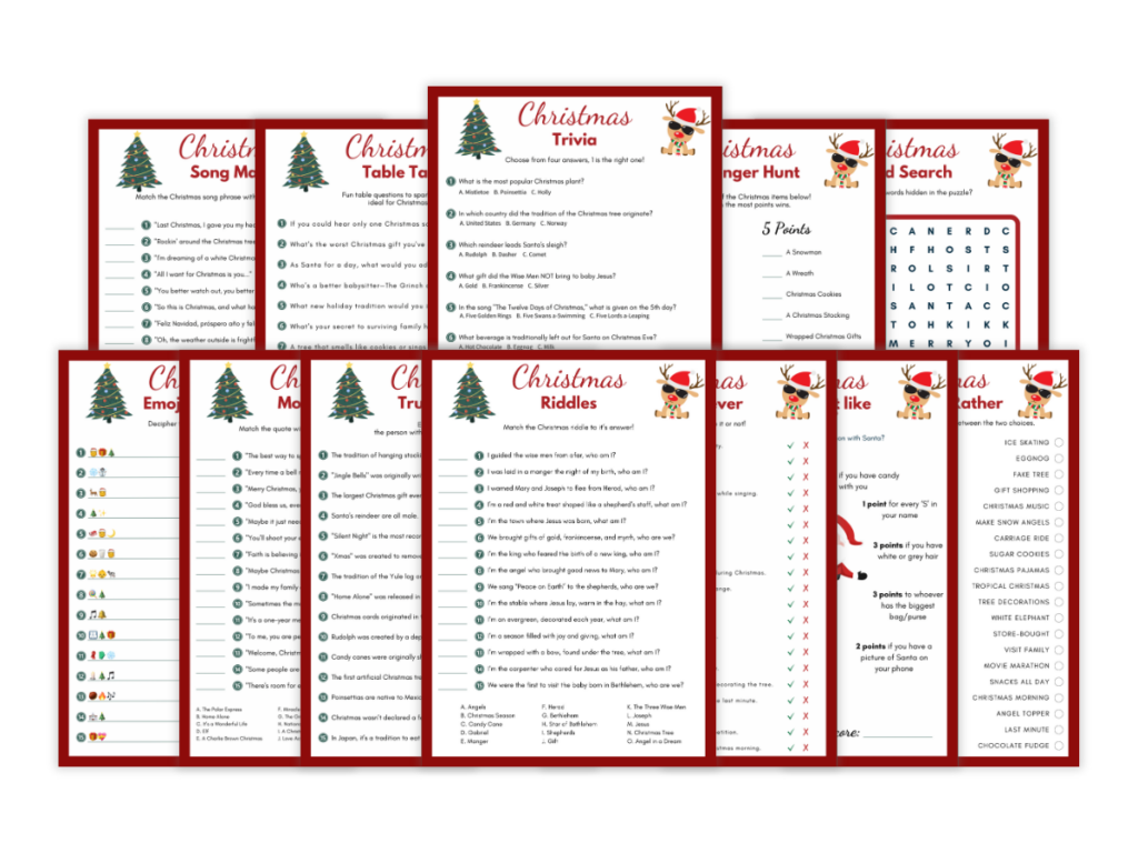 Christmas - 12 Printable Games Bundle - Featured image