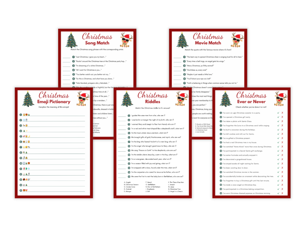 Christmas - 5 Printable Games Bundle - Featured image