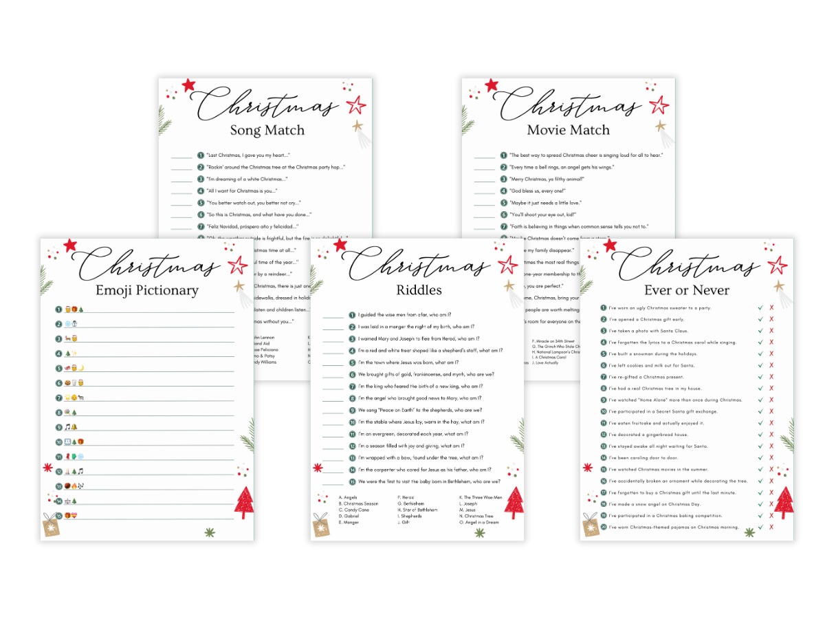 Christmas - 5 Printable Games Bundle - Featured image