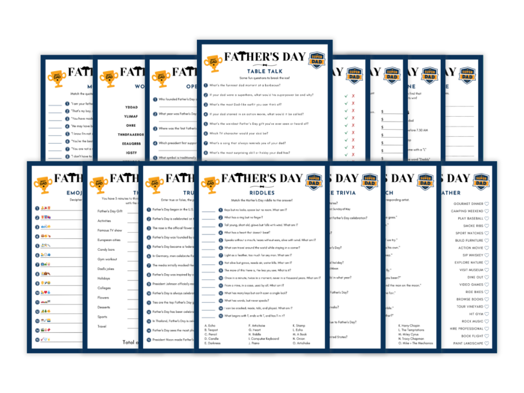 Father’s Day - 15 Printable Games Bundle - Featured image