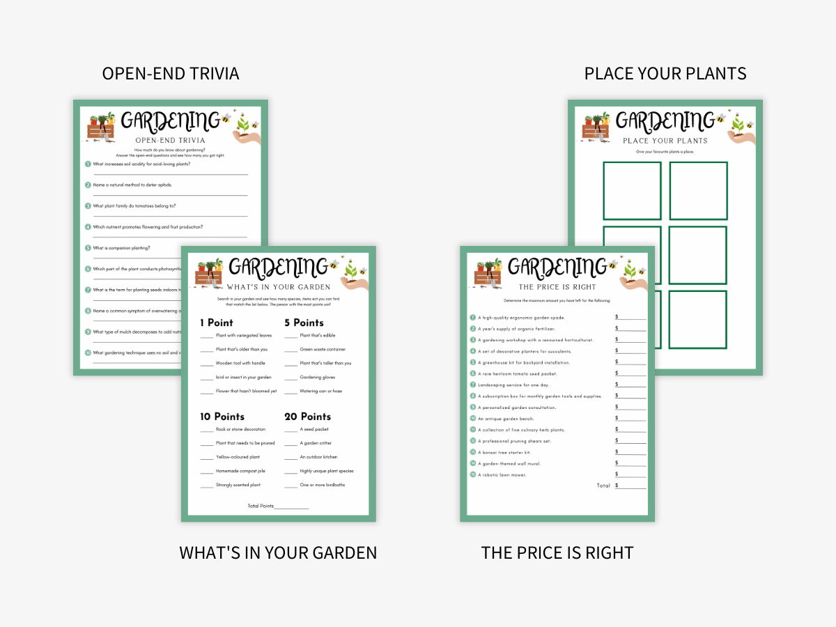 Gardening - 14 Printable Games Bundle - Games 3