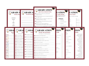 Graduation - 12 Printable Games Bundle - Featured image