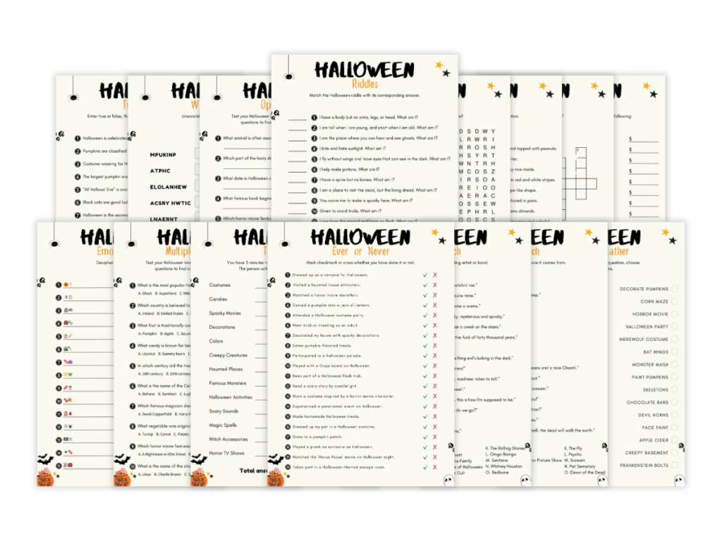 Halloween - 15 Printable Games Bundle - Featured image