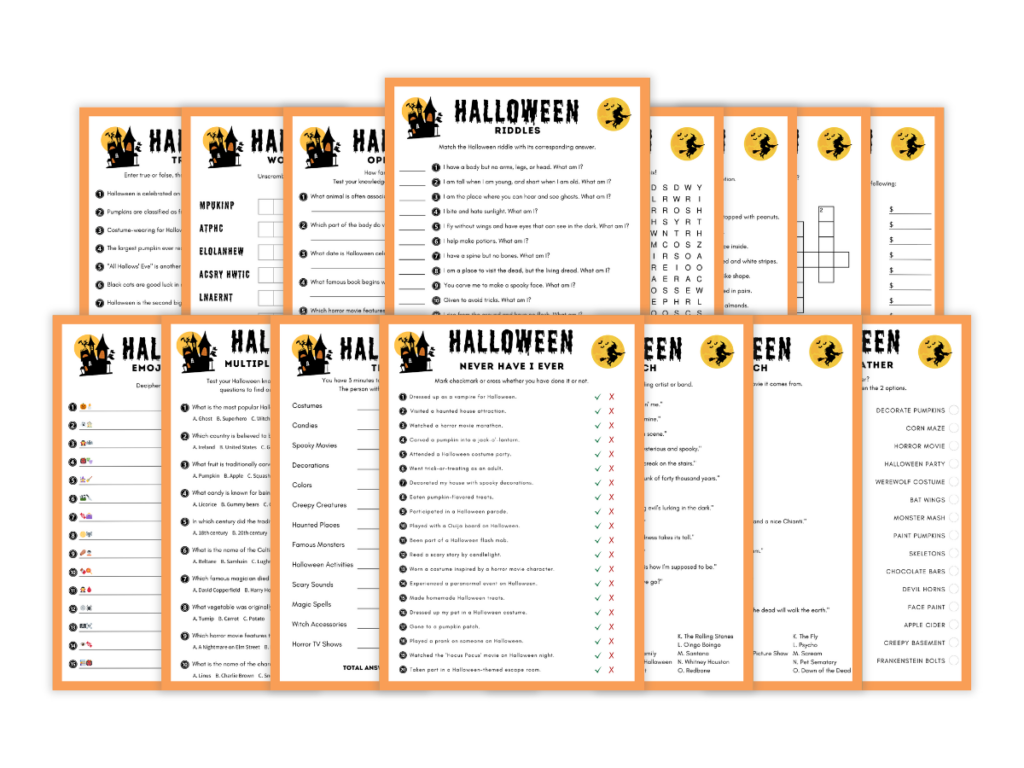 Halloween - 15 Printable Games Bundle - Featured image