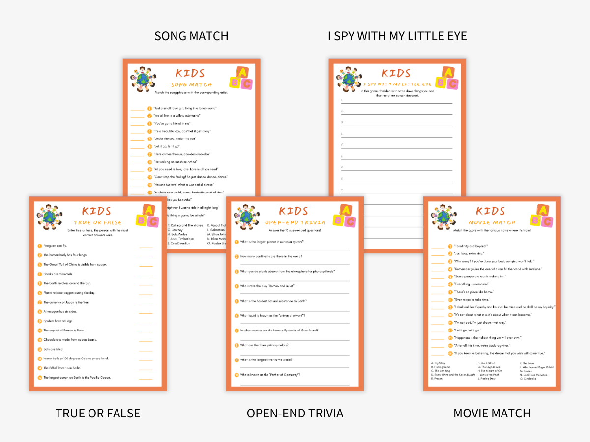 Kids - 10 Printable Games Bundle - Games 2