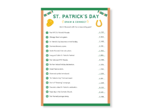 St. Patrick’s Day Printable Game - Draw & Connect - Featured image