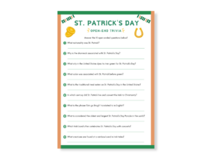 St. Patrick’s Day Printable Game - Open-End Trivia - Featured image