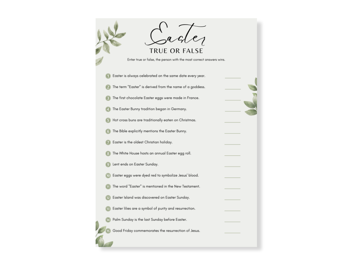 Easter Printable Game - True or False - Featured image