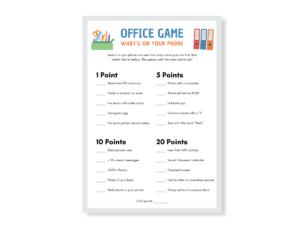Office Printable Game - What’s on Your Phone - Featured image