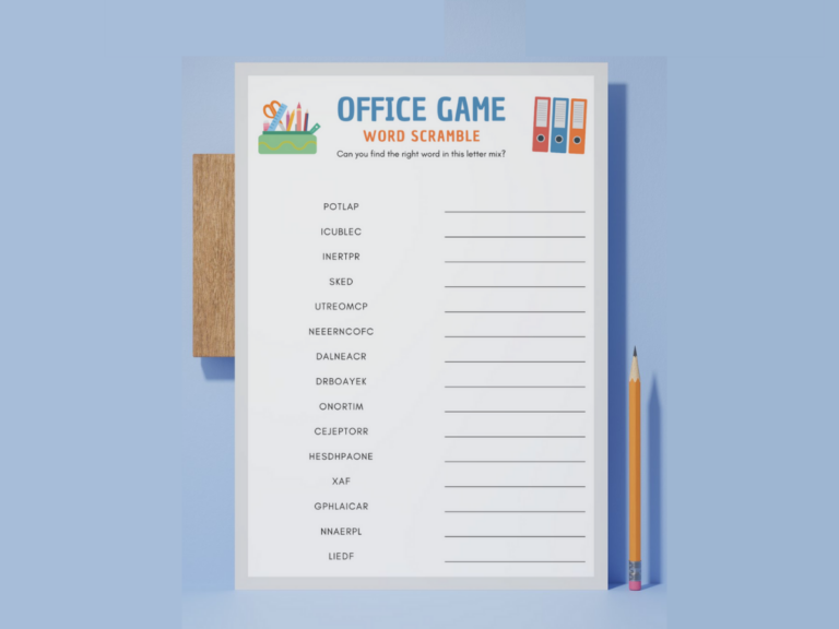 Office Word Scramble Game Printable - Digital Download - Print Play Palace