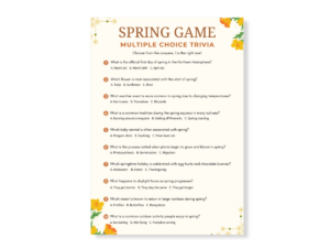 Spring Printable Game - Multiple Choice Trivia - Featured image