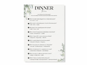 Dinner Party Printable Game - Multiple Choice Trivia - Featured image