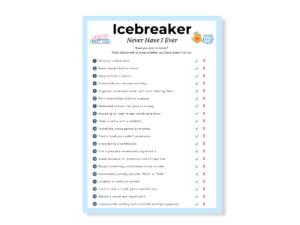 Icebreaker Printable Game - Never Have I Ever - Featured image