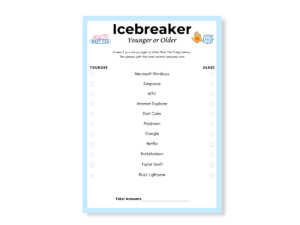 Icebreaker Printable Game - Younger or Older - Featured image