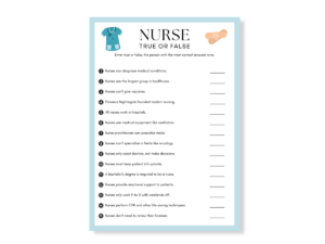 Nurse Printable Game - True or False - Featured image