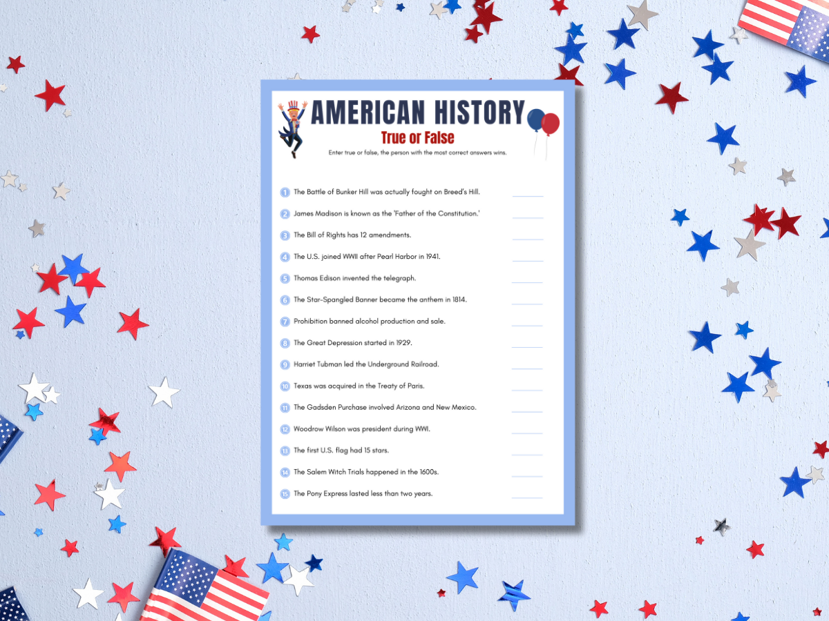 American History Printable Game - True or False - image 3