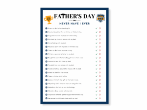 Father’s Day Printable Game - Never Have I Ever - Featured image