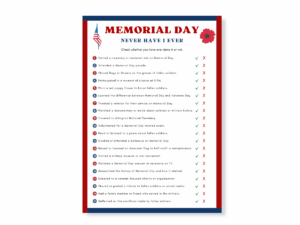 Memorial Day Printable Game - Never Have I Ever - Featured image