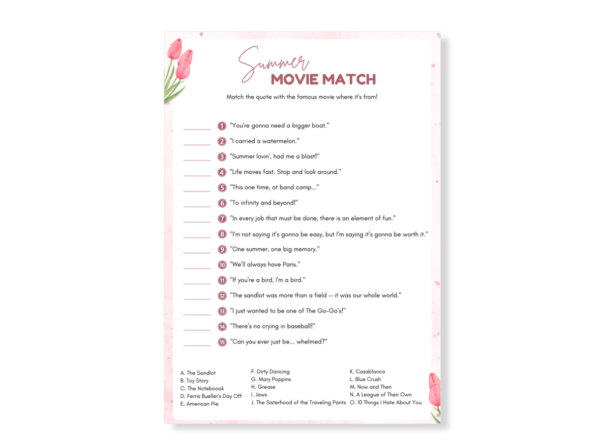 Summer Printable Game - Movie Match - Featured image