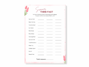 Summer Printable Game - Think Fast - Featured image