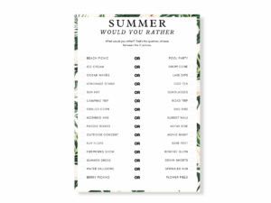Summer Printable Game - Would You Rather - Featured image