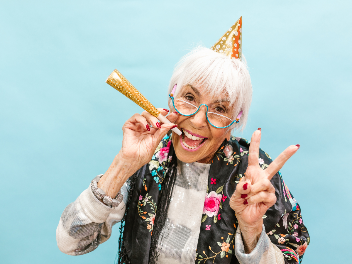 Happy Grandmother celebrating life