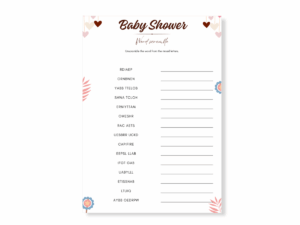 Baby Shower Printable Game - Word Scramble - Featured image