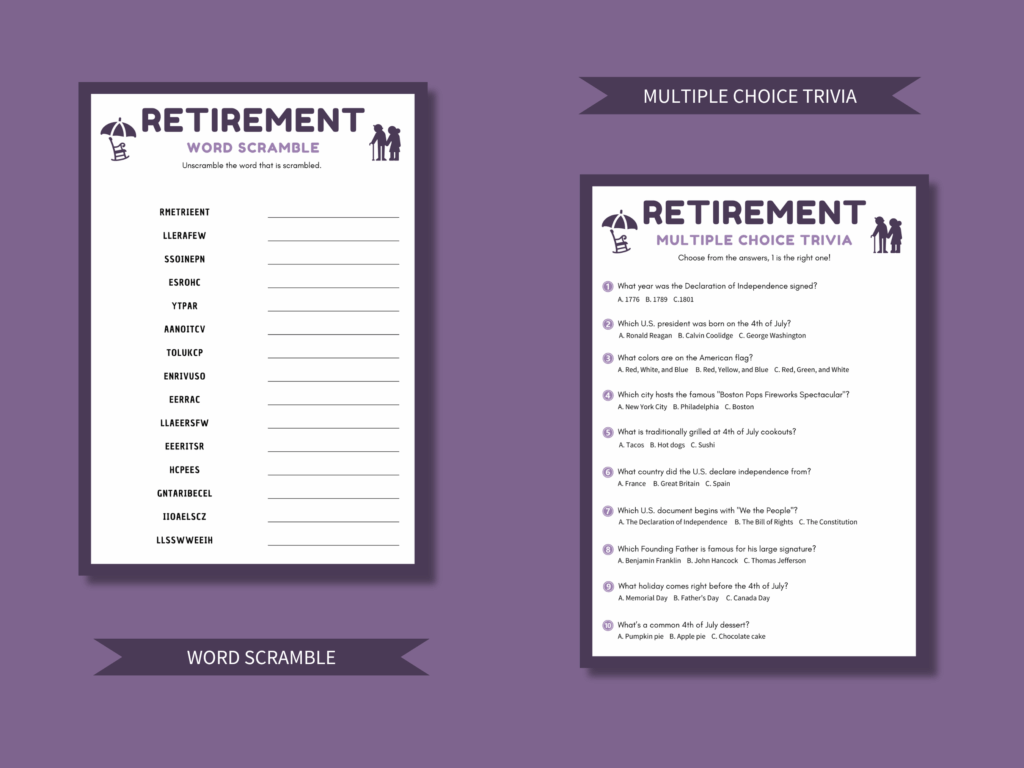 Word Scramble Retirement Game