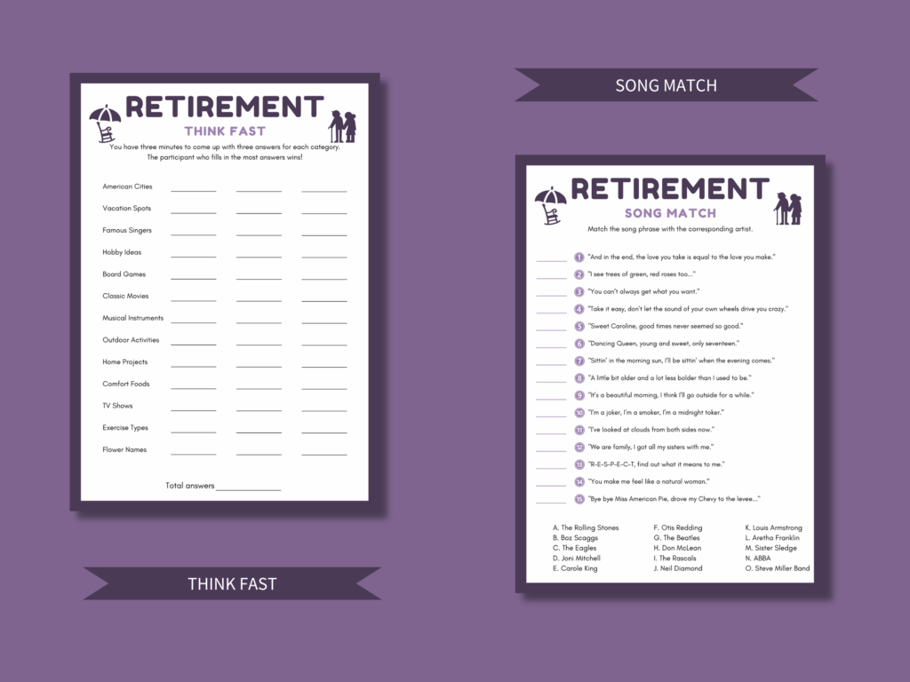 Song Match Retirement Game
