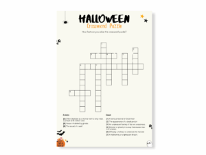 Halloween Minimalistic Printable Game - Crossword Puzzle - Featured image