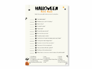 Halloween Minimalistic Printable Game - Movie Match - Featured image