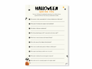 Halloween Minimalistic Printable Game - Open End Trivia - Featured image