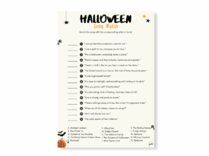 Halloween Minimalistic Printable Game - Song Match - Featured image