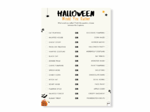 Halloween Minimalistic Printable Game - Would You Rather - Featured image