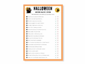 Halloween Printable Game - Never Have I Ever - Featured image