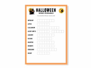 Halloween Printable Game - Word Scramble - Featured image