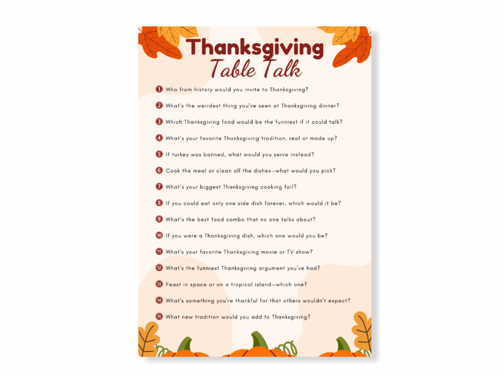 Thanksgiving Printable Game - Table Talk - Featured image