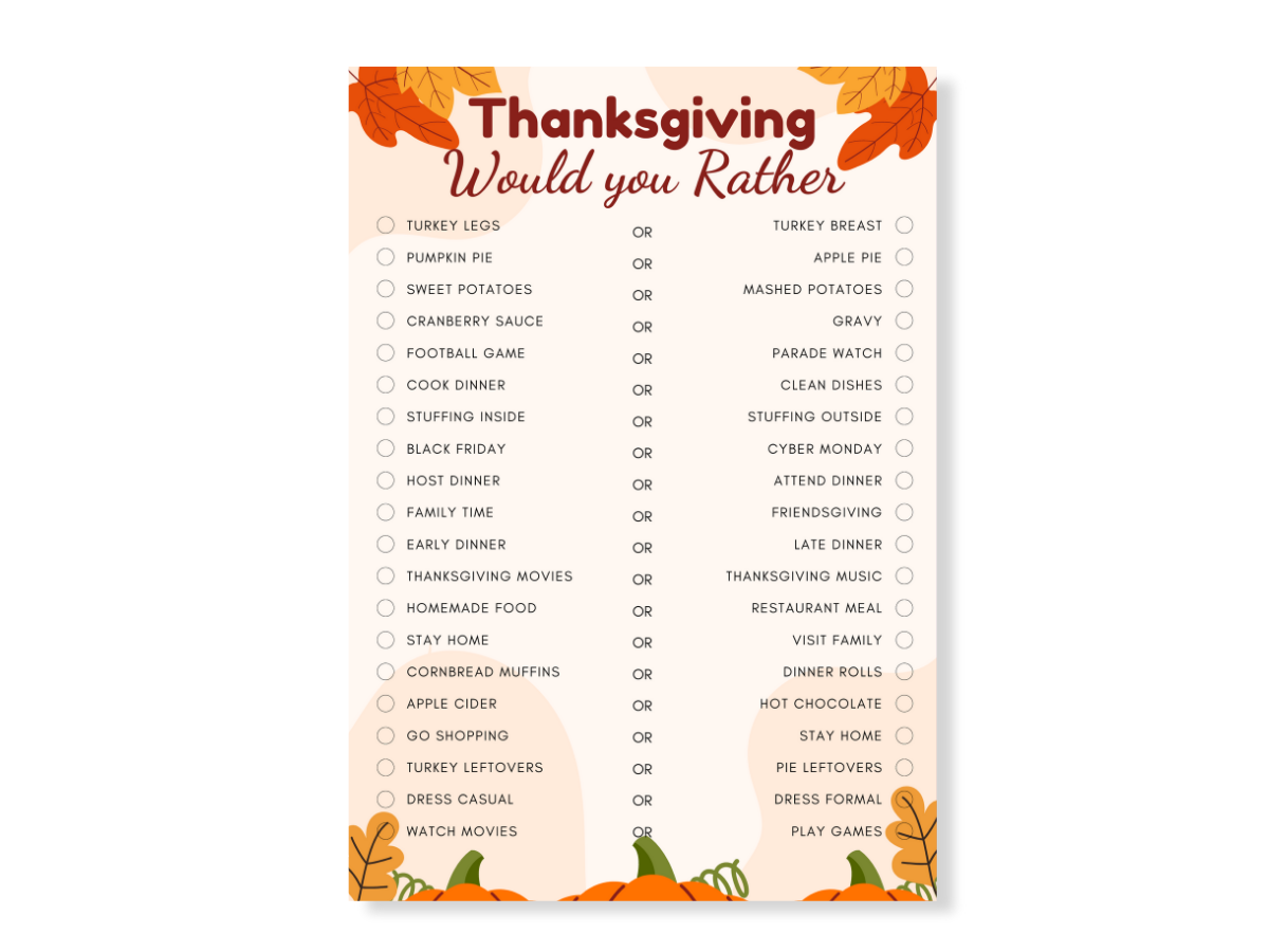 Thanksgiving Printable Game - Would You Rather - Featured image